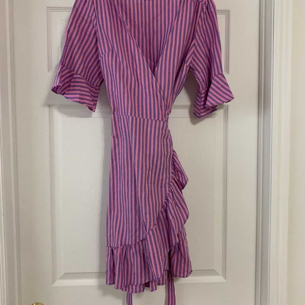 GAP - pink and purple striped dress with ruffles.